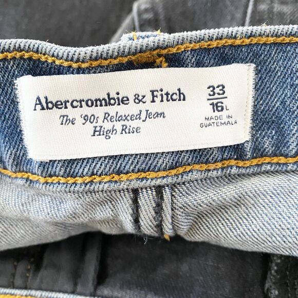 Abercrombie & Fitch The '90s Relaxed Jean High Rise 33 / 16L Black Blue - Picture 11 of 12